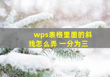 wps表格里面的斜线怎么弄 一分为三